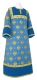 Clergy sticharion - Russian Eagle metallic brocade B (blue-gold), with velvet inserts, Standard design