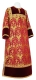Clergy sticharion - Vinograd metallic brocade B (claret-gold), with velvet inserts, Standard cross design