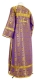 Clergy sticharion - Floral Cross metallic brocade B (violet-gold) (back), Standard design