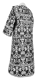 Clergy sticharion - Bouquet metallic brocade B (black-silver) with velvet inserts, back, Standard design