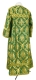 Clergy sticharion - Royal Crown metallic brocade BG1 (green-gold) (back), Standard design