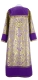 Clergy sticharion - Morozko metallic brocade BG3 (violet-gold) back, with velvet inserts, Standard design