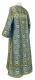 Clergy sticharion - Floral Cross rayon brocade S3 (blue-gold) back, Standard design