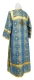 Clergy sticharion - Shouya rayon brocade S3 (blue-gold), back, Economy design