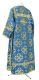 Clergy sticharion - Kostroma rayon brocade S3 (blue-gold) back, Standard design