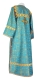 Clergy sticharion - Catherine rayon brocade S3 (blue-gold) back, Standard design