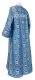 Clergy sticharion - Floral Cross rayon brocade S3 (blue-silver) back, Standard design