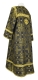 Clergy sticharion - Iveron rayon brocade S3 (black-gold) back, Standard design