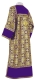 Clergy sticharion - Simbirsk rayon brocade S3 (violet-gold) (back) with velvet inserts, Standard design
