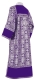 Clergy sticharion - Simbirsk rayon brocade S3 (violet-silver) (back) with velvet inserts, Standard design