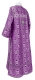 Clergy sticharion - Floral Cross rayon brocade S3 (violet-silver) back, Standard design