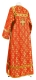 Clergy sticharion - Petrograd rayon brocade S3 (red-gold) back, Standard design