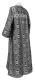 Clergy sticharion - Floral Cross rayon brocade S3 (black-silver) back, Standard design