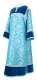 Clergy sticharion - Bouquet rayon brocade S4 (blue-silver) with velvet inserts, Standard design