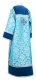 Clergy sticharion - Bouquet rayon brocade S4 (blue-silver) with velvet inserts, back, Standard design