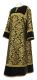 Clergy sticharion - Bouquet rayon brocade S4 (black-gold) with velvet inserts, Standard design