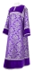 Clergy sticharion - Bouquet rayon brocade S4 (violet-silver) with velvet inserts, Standard design