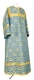 Altar server sticharion - Floral Cross rayon brocade S3 (blue-gold), Standard design