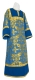 Altar server stikharion - Koursk rayon brocade S4 (blue-gold) with velvet inserts, Standard design