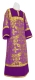 Altar server stikharion - Koursk rayon brocade S4 (violet-gold) with velvet inserts, Standard design