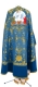 Greek Priest vestment -  Vinograd metallic brocade B (blue-gold) back, with velvet inserts, Standard design