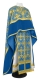 Greek Priest vestments - Pskov metallic brocade B (blue-gold) with velvet inserts, Standard design