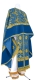 Greek Priest vestment -  Vinograd metallic brocade B (blue-gold) with velvet inserts, Standard design