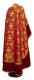 Greek Priest vestments - Pskov metallic brocade B (claret-gold) with velvet inserts, back, Standard design