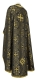 Greek Priest vestments - Alania metallic brocade B (black-gold) back, Standard design