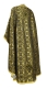 Greek Priest vestments - Vasilia metallic brocade B (black-gold) back, Economy design