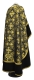 Greek Priest vestments - Pskov metallic brocade B (black-gold) with velvet inserts, back, Standard design