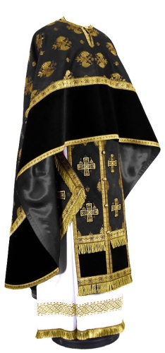 Greek Priest vestment -  metallic brocade B (black-gold)
