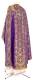 Greek Priest vestment -  Paschal Cross metallic brocade B (violet-gold) back, Premium design