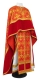 Greek Priest vestments - Pskov metallic brocade B (red-gold) with velvet inserts, Standard design