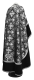 Greek Priest vestments - Pskov metallic brocade B (black-silver) with velvet inserts, back, Standard design