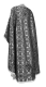 Greek Priest vestments - Vasilia metallic brocade B (black-silver) back, Economy design