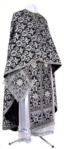 Greek Priest vestment -  metallic brocade B (black-silver)