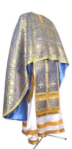 Greek Priest vestment -  metallic brocade BG3 (blue-gold)