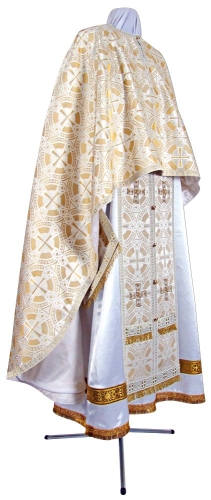 Greek Priest vestment -  metallic brocade BG3 (white-gold)