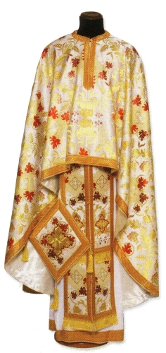 Greek Priest vestment -  metallic brocade BG4 (yellow-claret-gold)