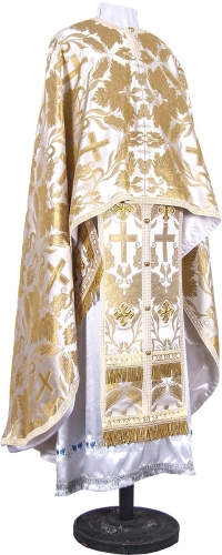 Greek Priest vestment -  metallic brocade BG4 (white-gold)