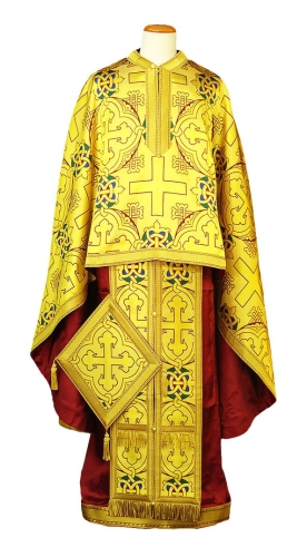 Greek Priest vestment -  metallic brocade BG6 (yellow-claret-gold)