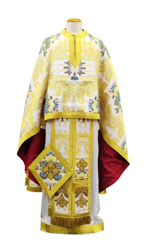 Greek Priest vestment -  metallic brocade BG6 (white-gold)