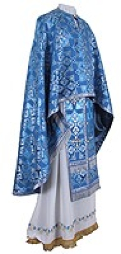 Greek Priest vestment -  rayon brocade S2 (blue-silver)