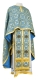 Greek Priest vestments - Vasilia rayon brocade S3 (blue-gold), Economy design