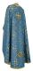 Greek Priest vestments - Alania rayon brocade S3 (blue-gold) back, Standard design