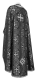 Greek Priest vestments - Alania rayon brocade S3 (black-silver) back, Standard design