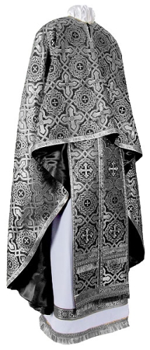 Greek Priest vestment -  rayon brocade S3 (black-silver)