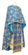 Greek Priest vestment -  Pskov rayon brocade S4 (blue-gold), Economy design