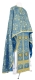 Greek Priest vestment -  Pochaev rayon brocade S4 (blue-gold), Standard design